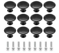 Ruidee 12 Pezzi Pomelli per Cassetti 30mm Pomelli per Mobili Rotonde Maniglie Forma di Fungo con Viti Pomelli per Porta Maniglia Armadio (YLS/Black-30)