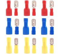 Ruidee 120 Pezzi Connettori Elettrici Terminali elettrici a vanga isolati Maschio e Femmina Isolati Capicorda Elettrici Crimp Assortimento di Capicorda Morsetti per Cavi Elettrici（PGM）