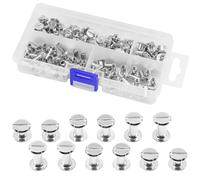 Ruidee 150Pezzi/75Sets Rivetti Vite Set Chicago di Fissaggio Viti Rilegatura Testa Piatta Viti per Cintura M5X6/10/12mm di Giunzione Fai Da Te In Pelle (ZBD-D/Silver)