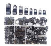 Ruidee 160 Pezzi Morsetti per Filo Nylon Clip Cavo Plastica Tipo R Ferma Cavo per Cavi Elettrici, Condotti Cavo Kit 8 Misure 1/8", 3/16", 1/4", 5/16", 3/8", 1/2", 5/8", 3/4" (RXJ/Black)