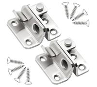 Ruidee 2 Pezzi Della Porta Bullone In Acciaio Inox Latch Gate Hasp Serratura Antifurto Serratura con La Vite di Serratura Porta Scorrevole Bullone Scorrevole Antifurto Lucchetto Aperto A Destra(MS-YK)