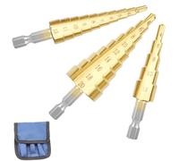 Ruidee 3 Pezzi HSS Trapano in Titanio Foro Alesatore Perforazione Svasato Gambo Esagonale Foro Multiplo Punte per Trapano Passo Punte Coniche per Legno e Metallo 3-12mm/4-12mm/4-20mm (ZT/3-120mm)