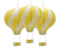 Ruidee 3 Pezzi Lanterna di Carta Mongolfiera 12 inch Lanterna da Appendere Stripe Set per Festa, Party, Casa, Matrimonio (Yellow)