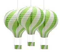 Ruidee 3 Pezzi Lanterna di Carta Mongolfiera 12 inch Lanterna da Appendere Stripe Set per Festa, Party, Casa, Matrimonio (Green)