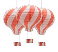 Ruidee 3 Pezzi Lanterna di Carta Mongolfiera 12 inch Lanterna da Appendere Stripe Set per Festa, Party, Casa, Matrimonio (Red)