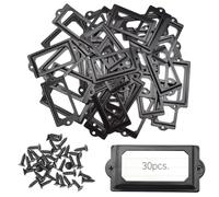 Ruidee 30 Pezzi Porta Etichette in Metallo 70x33mm Telaio Etichette Carte (Portaetichette Targhette con Viti) per Mobili, Cassetti, Armadietti, Libreria, Scheda Nome(IBQK-Black-70）
