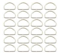 Ruidee 50 anelli a D in metallo, 25 mm, fibbie a forma di D, anelli di fissaggio a D, semianelli per cinghie, zaino (D/25 mm)