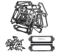 Ruidee 50 Pezzi Porta Etichette in Metallo 60x17mm Telaio Etichette Carte (Portaetichette Targhette con Viti) per Mobili, Cassetti, Armadietti, Libreria, Scheda Nome(IBQK-Black-60)