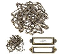 Ruidee 50 Pezzi Porta Etichette in Metallo 60x17mm Telaio Etichette Carte (Portaetichette Targhette con Viti) per Mobili, Cassetti, Armadietti, Libreria, Scheda Nome(IBQK-Bronze-60)