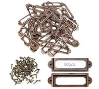Ruidee 50 Pezzi Porta Etichette in Metallo 60x17mm Telaio Etichette Carte (Portaetichette Targhette con Viti) per Mobili, Cassetti, Armadietti, Libreria, Scheda Nome(IBQK-Red Bronze-60)