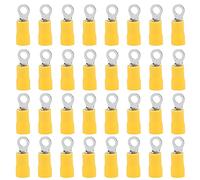 Ruidee 50 Pezzi Terminali ad Anello Connettori Elettrici M4 PVC Occhiello Anello Isolati Capicorda Giallo di Rame Connettore Terminale per Il Collegamento di Cavi, Fili (PRY4)