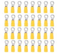 Ruidee 50 Pezzi Terminali ad Anello Connettori Elettrici M5 PVC Occhiello Anello Isolati Capicorda Giallo di Rame Connettore Terminale per Il Collegamento di Cavi, Fili (PRY5)