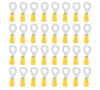 Ruidee 50 Pezzi Terminali ad Anello Connettori Elettrici Set PVC Occhiello Anello Isolati Capicorda Giallo di Rame Connettore Terminale per Il Collegamento di Cavi, Fili (PRY8)