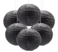 Ruidee 6 Pezzi Lanterne di Carta 30cm Lanterna di Carta Rotonde da Appendere in Carta Lanterne Lanterna di Carta per Decorare Luci e Decorazioni per Matrimoni Compleanni Diametro (ZDL/Black)