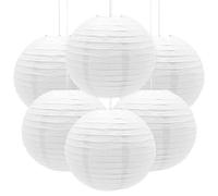 Ruidee 6 Pezzi Lanterne di Carta 30cm Lanterna di Carta Rotonde da Appendere in Carta Lanterne Lanterna di Carta per Decorare Luci e Decorazioni per Matrimoni Compleanni Diametro (ZDL/White)