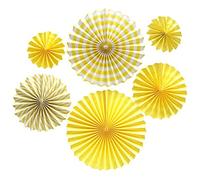 Ruidee 6 Pezzi Ventagli di Carta Set Paper Fans Ventole Piegate Decorative Ventaglio Rotondo per Feste Compleanno Matrimonio Decorazion (TZS/Yellow)