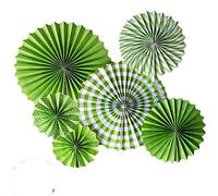 Ruidee 6 Pezzi Ventagli di Carta Set Paper Fans Ventole Piegate Decorative Ventaglio Rotondo per Feste Compleanno Matrimonio Decorazion (TZS/Green)