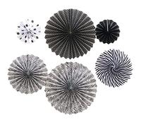 Ruidee 6 Pezzi Ventagli di Carta Set Paper Fans Ventole Piegate Decorative Ventaglio Rotondo per Feste Compleanno Matrimonio Decorazion (TZS/Black+White)