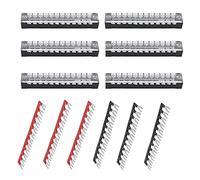 Ruidee 6 Set Morsettiera Distribuzione Elettrici Morsettiera a Striscia 600V 15A Strisce Pin Terminali a Vite a Doppia Fila+ Terminali Preisolati 400V 15A Barriere Ponticelli (TB1512)
