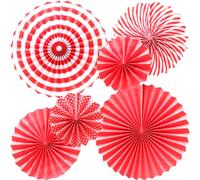 Ruidee 6 ventagli di carta per tifosi, decorazione da appendere, decorazione decorativa per compleanno, matrimonio, carnevale, baby shower a casa (rosso)