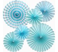 Ruidee 6 ventagli di carta per tifosi, decorazione da appendere, decorazione decorativa per compleanno, matrimonio, carnevale, baby shower a casa (blue)