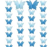 Ruidee Ghirlanda di carta a forma di farfalla, 4 pezzi, da appendere, con fiori e farfalle, decorazione da appendere per Halloween, feste di compleanno, baby shower, matrimoni, vetrine (blu/HD)