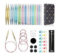 RUIDI Set di Ferri da Maglia Circolari, Set di Ferri Circolari Intercambiabili in Alluminio Leggero e Caldo con Custodia e Accessori, 13 Paia di Ferri da Maglia (10cm), misure 2,75mm a 10mm