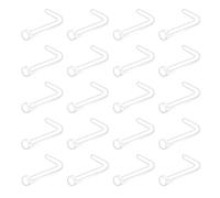 Ruifan Piercing da donna, 18 g, trasparente, bioflex L, a forma di L, per il naso, per il corpo, piatto, 2 mm, 20 pezzi