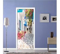 Ruifulex Adesivi per Porte European Street Street View 3D Photo Wallpaper Rotolo in PVC Impermeabile autoadesiva Adesivo per Porta Decorazione murale Papel De Parede 3D