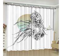 Ruifulex Tende oscuranti 3D Tenda per Finestra Villa Decorazione per la casa Stampa Personalizzata, Creativo Teschio Bianco Creativo Larghezza Mostro 107 x Altezza 160 cm