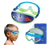 RUIGAO Occhialini da nuoto per bambini dai 4 ai 7 anni, non si aggrovigliano, maschera da nuoto per bambini, con cinghia elastica e fascia morbida (1 maschera per bambini - Blue Shark)