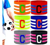 RUIJIE 6 Pezzi Fascia da Capitano Calcio Professionale Fascia da Capitano Calcio Elastico Regolabile Polsino Elastico Regolabile in Velcro Standard C per Bambini Adulti Sport Calcio e Rugby