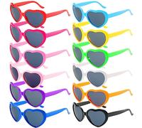 RUIJIE Occhiali da Sole a Forma di Cuore, 12 Paia Occhiali da Festa Hippie Retrò, Occhiali Divertenti Colorate per Feste di Compleanno, Carnevale, Carnevale, Festa di Capodanno, per Bambini e Adulti