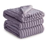 RUIKASI Coperta Plaid Pile Matrimoniale - Coperta Calda Invernale per Divano e Grande Letto Matrimoniale 220x240 cm Pile di Flanella Morbida, Fleece Blanket for Sofa and Couch, Viola Grigio