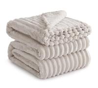 RUIKASI Coperta Plaid Pile Matrimoniale - Coperta Calda Invernale per Divano e Grande Letto Matrimoniale 230x270 cm Pile di Flanella Morbida, Fleece Blanket for Sofa and Couch, Beige
