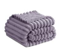 RUIKASI Coperta Plaid Pile Singolo - Coperta Calda Invernale per Divano e Letto Singola 130x150 cm Pile di Flanella Morbida, Fleece Blanket for Sofa and Couch, Viola Grigio