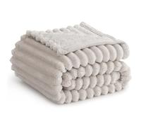 RUIKASI Coperta Plaid Pile Singolo - Coperta Calda Invernale per Divano e Letto Singola 150x200 cm Pile di Flanella Morbida, Fleece Blanket for Sofa and Couch, Beige