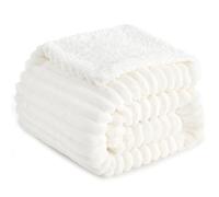 RUIKASI Plaid Coperta Pile Matrimoniale - 150x200 cm Coperta Termica Invernale Sherpa Morbida per Divano e Letto Matrimoniale, Bianco
