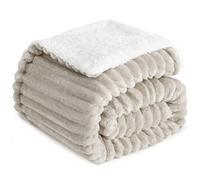 RUIKASI Plaid Coperta Pile Singolo - 130x150 cm Coperta Termica Invernale Sherpa Morbida per Divano e Letto Singolo, Beige