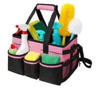 Ruikcoll Borsa per la pulizia, contenitore per la pulizia, con manici e tracolla a tracolla, adatta per le pulizie e coloro che hanno bisogno di trasportare e riporre oggetti diversi, rosa