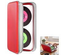 Ruikcoll Custodia per CD per 80 dischi, organizer per DVD in ABS, portatile, con chiusura lampo, per auto, casa ufficio e viaggi (rosso, 80 capacità)
