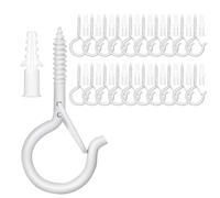 Ruikdly 20 ganci a vite bianchi da avvitare con fusibile, ganci da parete, ganci da soffitto, ganci per amache, tende, sedie a dondolo, cavo fisso, fioriera a vento