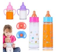 Ruikdly Bottiglia magica 6 pezzi bottiglia di latte magica con ciuccio, borraccia accessorio per bambole, bambole da gioco