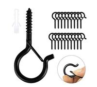 Ruikdly Ganci Avvitabili Nero 30 Pezzi Ganci a Vite per Legno Vite a Gancio in Acciaio Inox per Appendere Cestini di Piante, Casette per Uccelli, Campanelle, Lanterne, Catene Luminose,Tazza