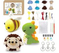 Ruikdly Kit per Uncinetto per Principianti Kit per Animali all'uncinetto con Lana per Uncinetto e Video con 3 Ganci Aragosta Crochet Kit Accessori per Bambini Adulti (Riccio/Ape/Dinosauro)