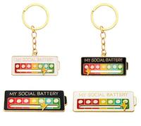 Ruikdly My Social Battery Pin, Spilla Divertente per L'umore Sociale per 7 Giorni Spilla da Bavero Creativa Spille Interattive per L'umore, 2 Pz Divertente Spille +2 Pz Portachiavi per L'espressione