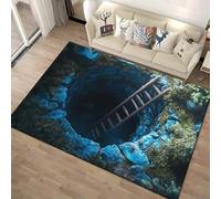 RUILBJM Tappeto 3D Effetto Illusione Ottica Morbido Antiscivolo, Pelo Corto Resistente alle Macchie Facile da Pulire, Motivi Abisso Caverna Animali per Soggiorno Camera (COLORE-2,160x230cm)
