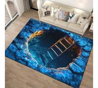 RUILBJM Tappeto 3D Effetto Illusione Ottica Morbido Antiscivolo, Pelo Corto Resistente alle Macchie Facile da Pulire, Motivi Abisso Caverna Animali per Soggiorno Camera (COLORE-5,140x200cm)