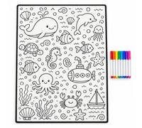 RUILBJM Tappeto Da Colorare Dinosauri - Tappeto Gioco Lavabile Riutilizzabile, Retro Antiscivolo, Adatto A Ragazzi E Ragazze, Ideale Per Camere E Stanze Giochi (COLORE-4,60x90cm)