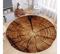RUILBJM Tappeto Rotondo Effetto Legno Tronco d'Albero, Design Realistico Anelli Annuali, Morbido Antiscivolo, per Soggiorno Camera da Letto Cameretta Studio Ingresso (COLORE-1,80cm)